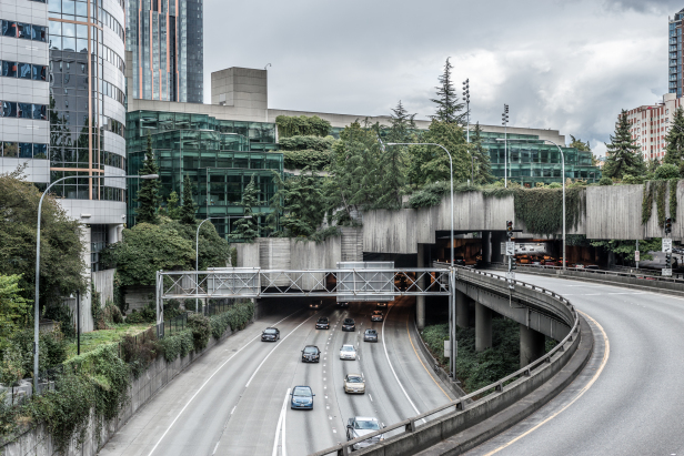Freeway Park over I-5 in Seattle, Washington