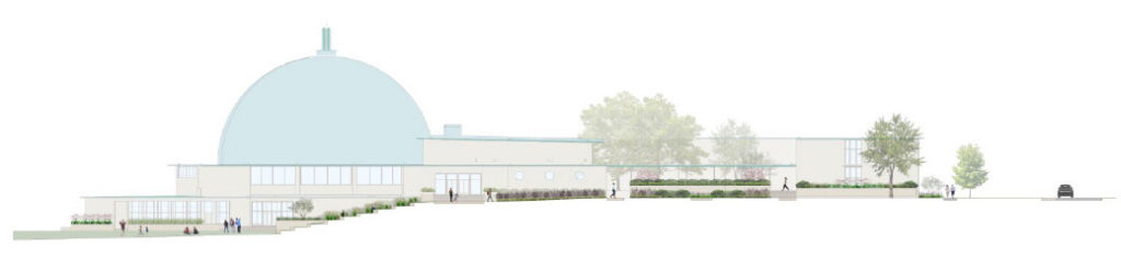 Synagogue elevation showing landscape impovement