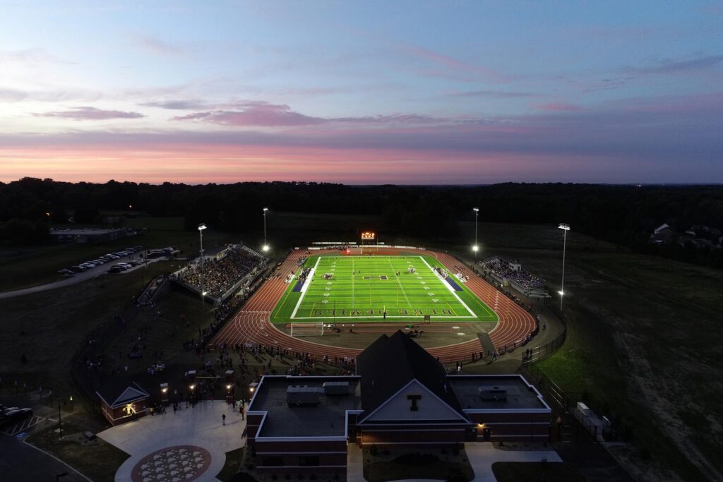 Football field at night