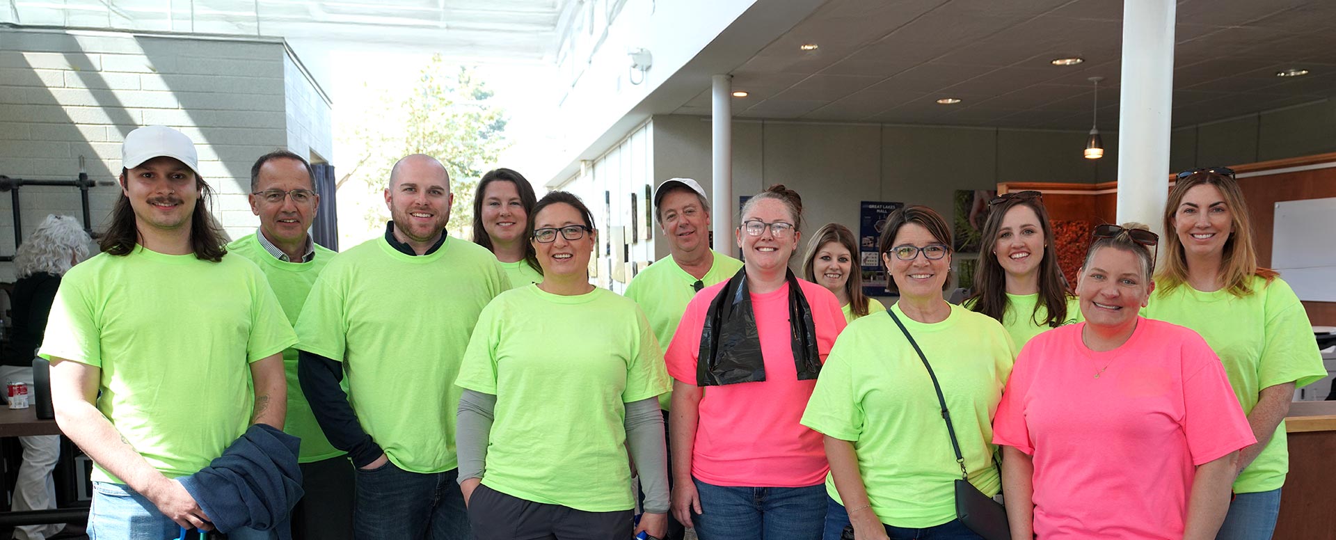 Coworkers posed after a volunteering event