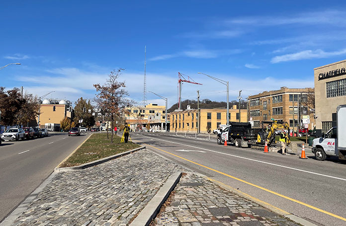 Team surveying roads