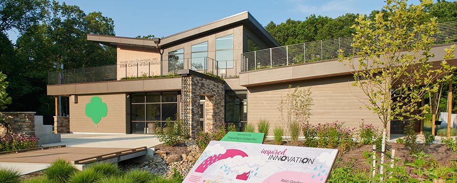 Girl Scout building which features a living roof